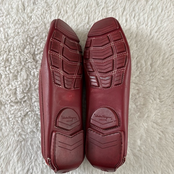 Salvatore Ferragamo Men's Brick Red Gancini Leather Driving Loafers size 12 D - Picture 16 of 16